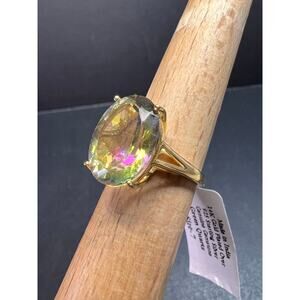 NEW Mystic Quartz ring in gold over sterling silver size 7
